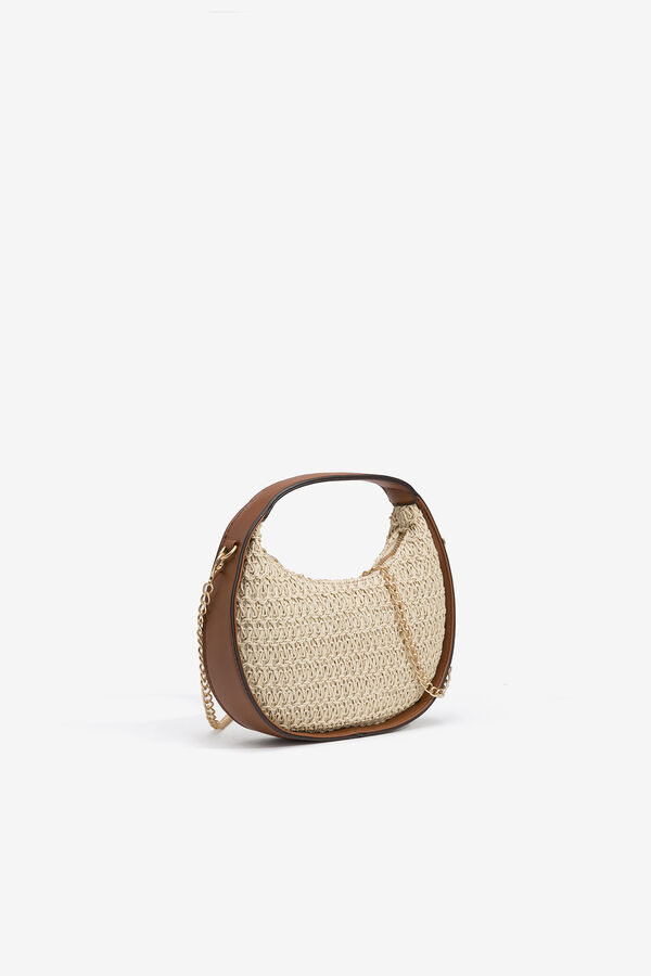 Vilanova Bolso Redondo Efecto Mimbre beige