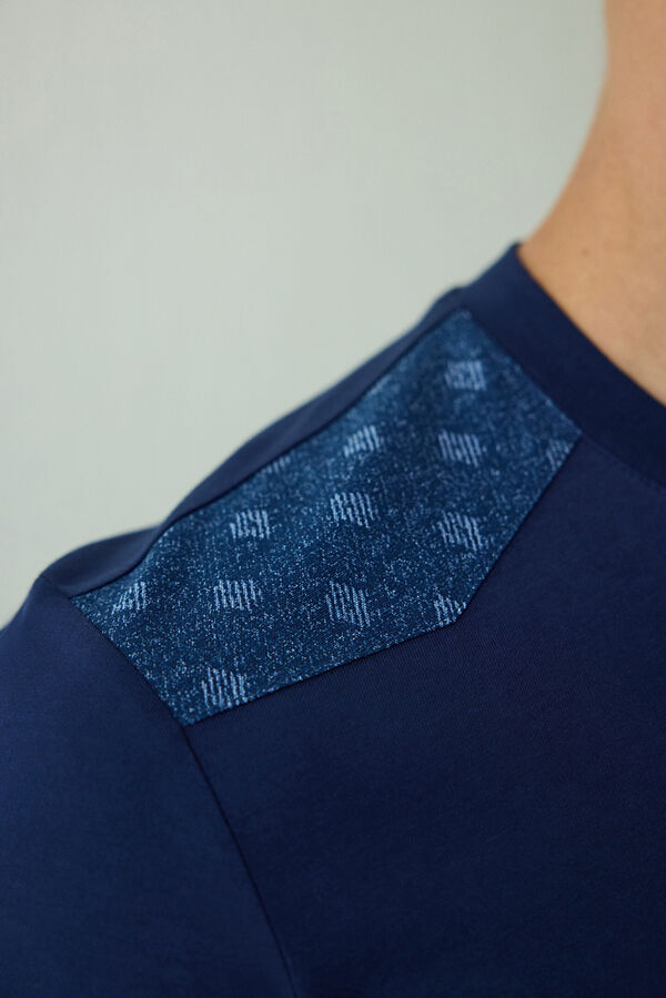 Penti Men's Western Slogan Short Sleeve Cotton Pajama Set blue