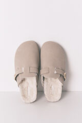 Women'secret Sive krznene papuče u stilu klompi Siva