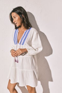 Women'secret Kratka pamučna haljina sa boho printom Bež