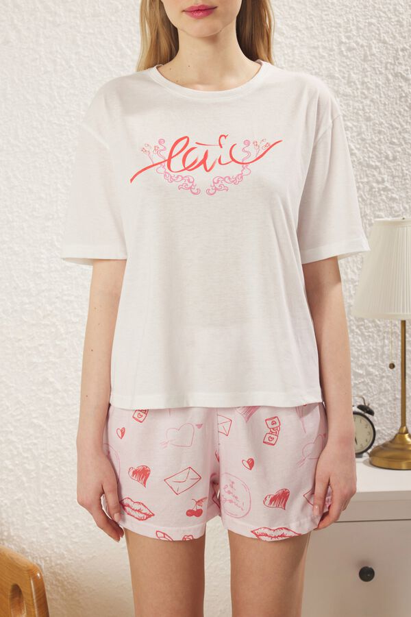 Trendyol Conjunto de pijama curto amor estampado