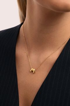 Singularu Colar Hailey Letter em A&ccedil;o Dourado estampado