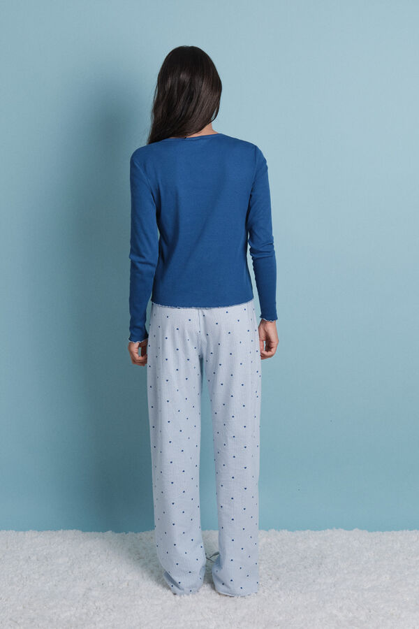 HI&BYE Duga pidžama plava pruge pamučna pidžama  Print