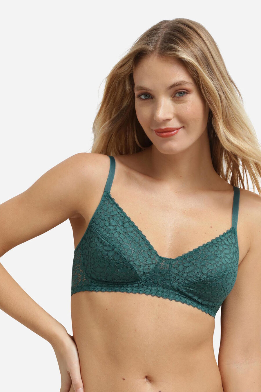 Sujetador sin aro de encaje floral