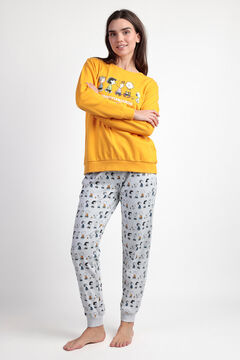 Admas Pijama largo felpa Snoopy&Friends para mujer amarillo