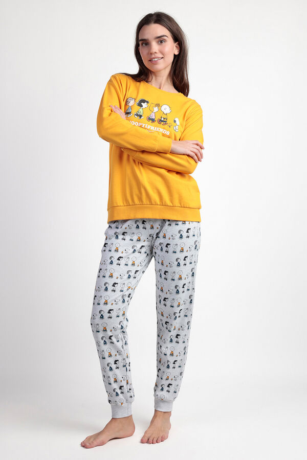 Admas Pijama largo felpa Snoopy&Friends para mujer amarillo