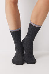 Women'secret Long black lurex socks grey