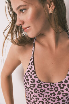 HI&BYE Fato de banho decote em V estampado animal rosa