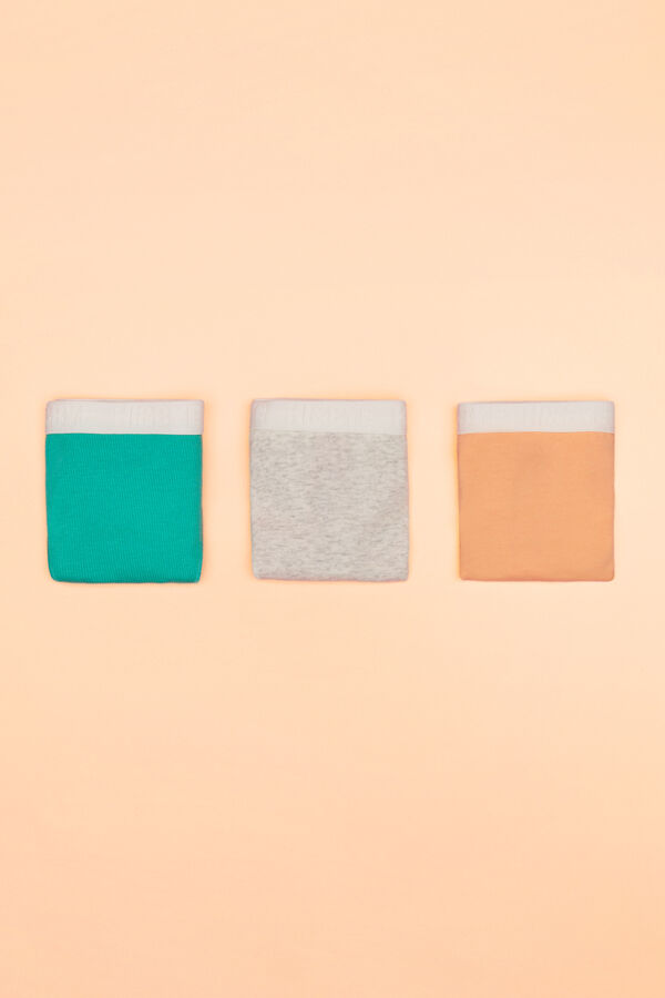 Womensecret Pack of 3 cotton tangas in orange, green and grey white
