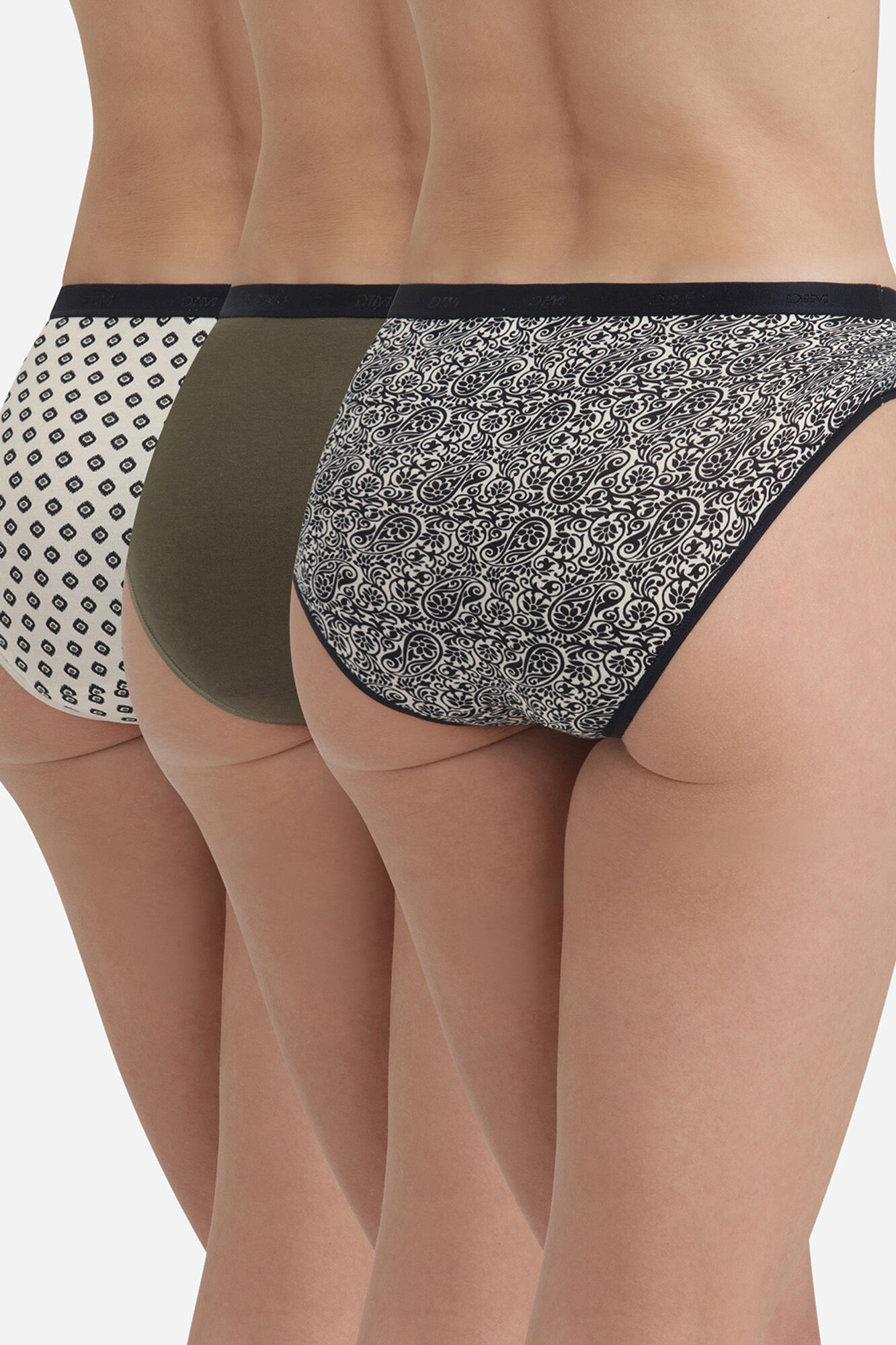 DIM Pack de 3 slips de algod&oacute;n el&aacute;stico con estampados