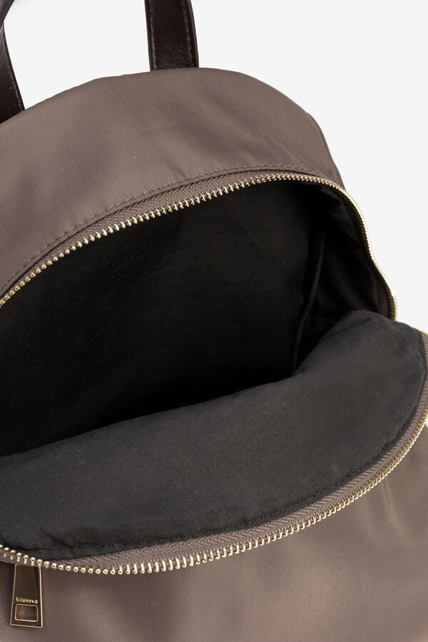 Vilanova Mochila com bolso de nylon caqui