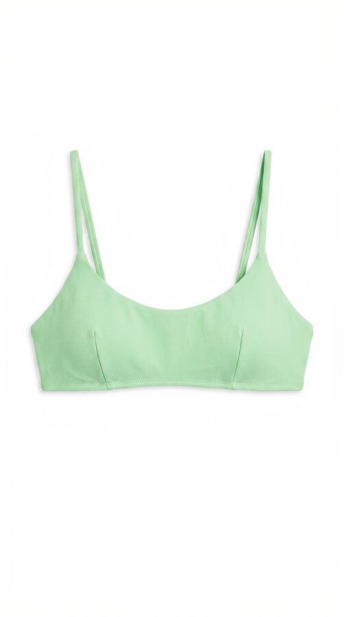 HI&BYE Zeleni jednobojni top bikinija ravnog izreza Zelena