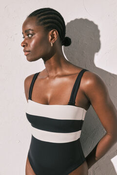 Women'secret Ba&ntilde;ador bandeau moldeador color block B&W