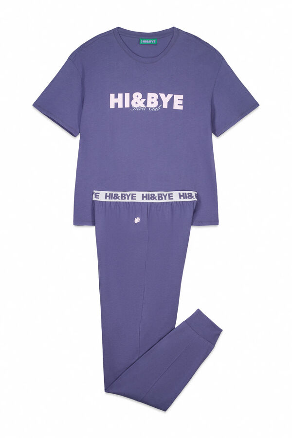 HI&BYE Kék mintás pamut pizsama  kék