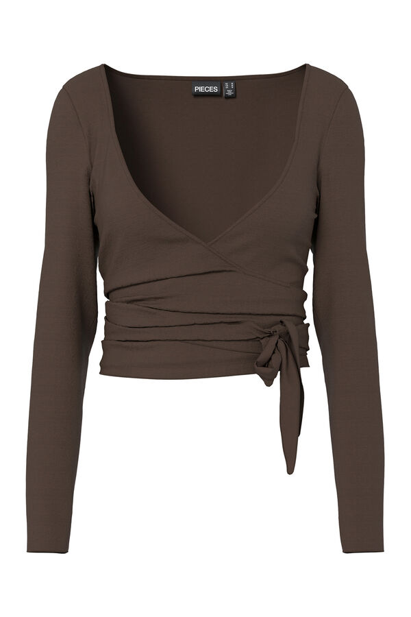 Pieces Long sleeve T-shirt Braon