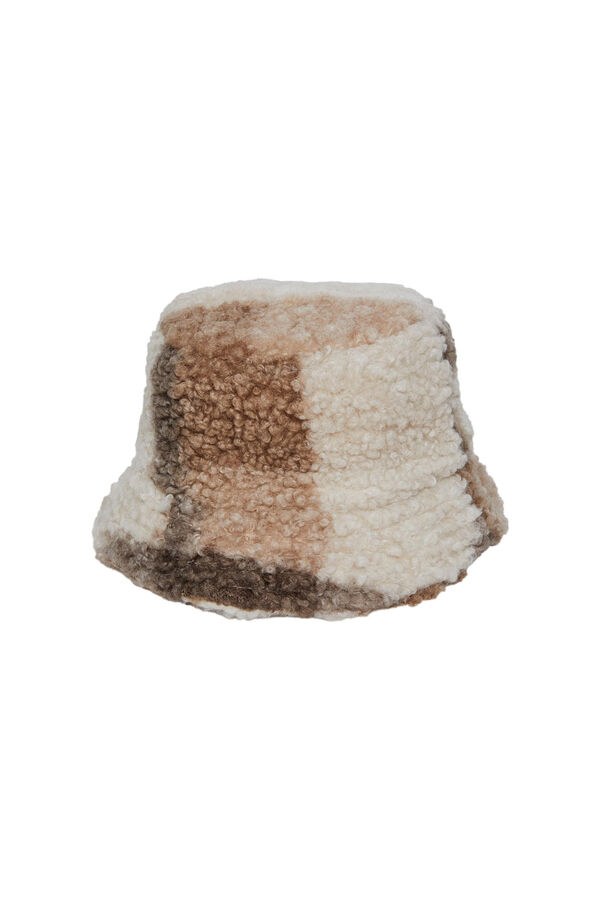 Womensecret Wool-effect check-print bucket hat. Smeđa