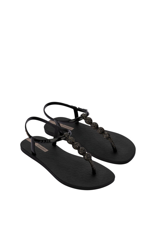 Ipanema Sandalia con tira en T y brillo negro