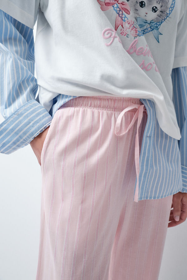 Women'secret Roze duge pantalone na pruge Roze