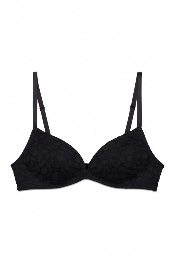 Women'secret Crni čipkasti CHARMING trouglasti grudnjak sa punjenjem Crna