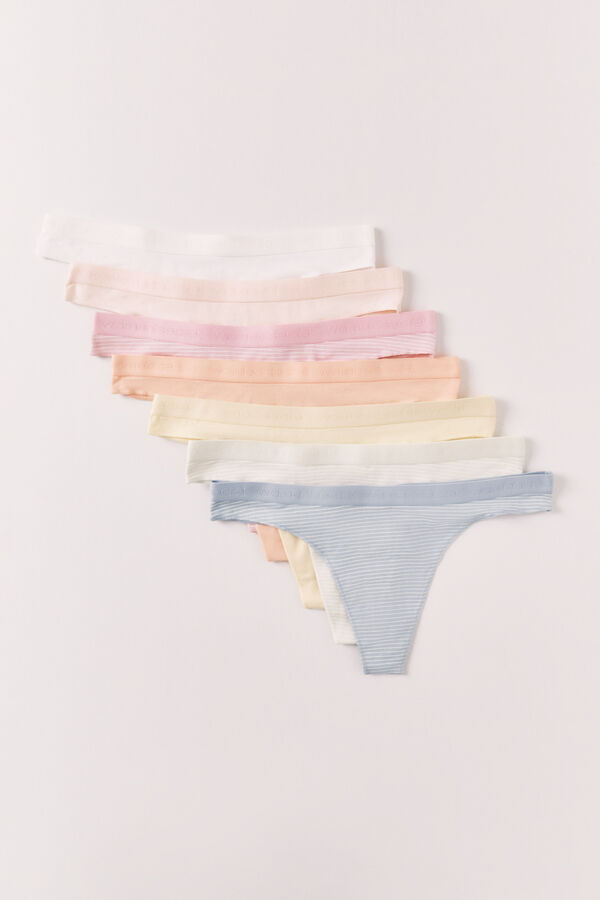 Women'secret Pakovanje od 7 mekanih pamučnih tanga gaćica sa logom Print