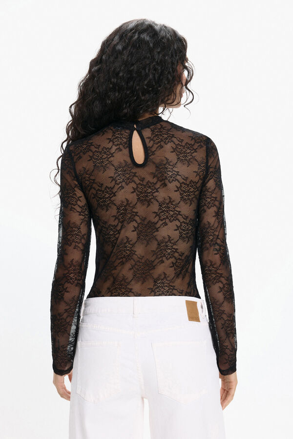 Pieces Body de renda preto