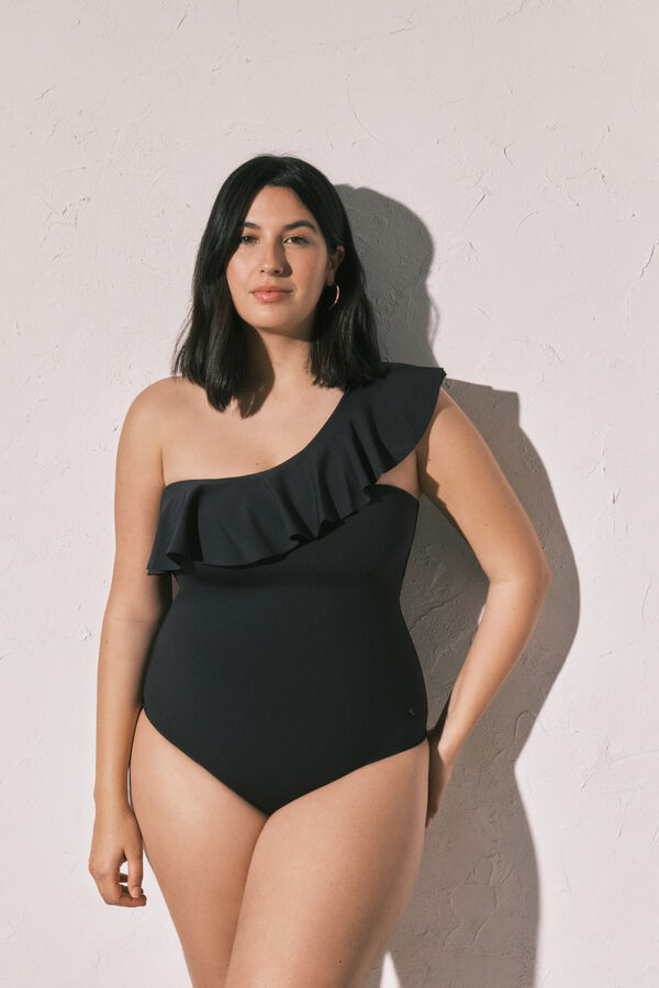 Women'secret Crni kupaći kostim za oblikovanje sa asimetričnim karnerom Crna