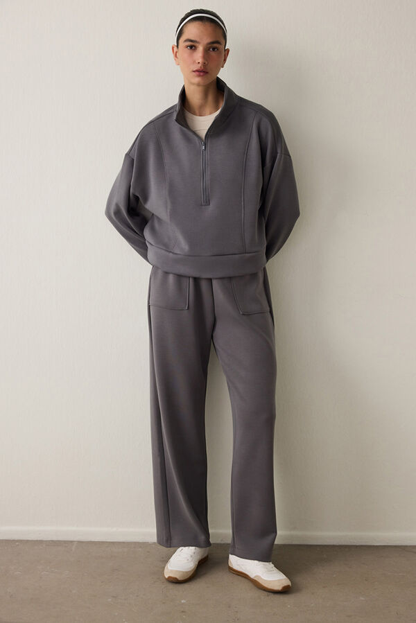 Penti Silky Feel Half Zip Sweatshirt Siva