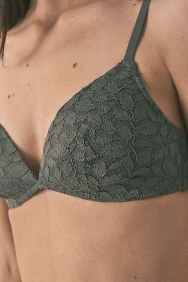 Women'secret Kaki čipkasti trouglasti grudnjak sa punjenjem CHARMING Kaki