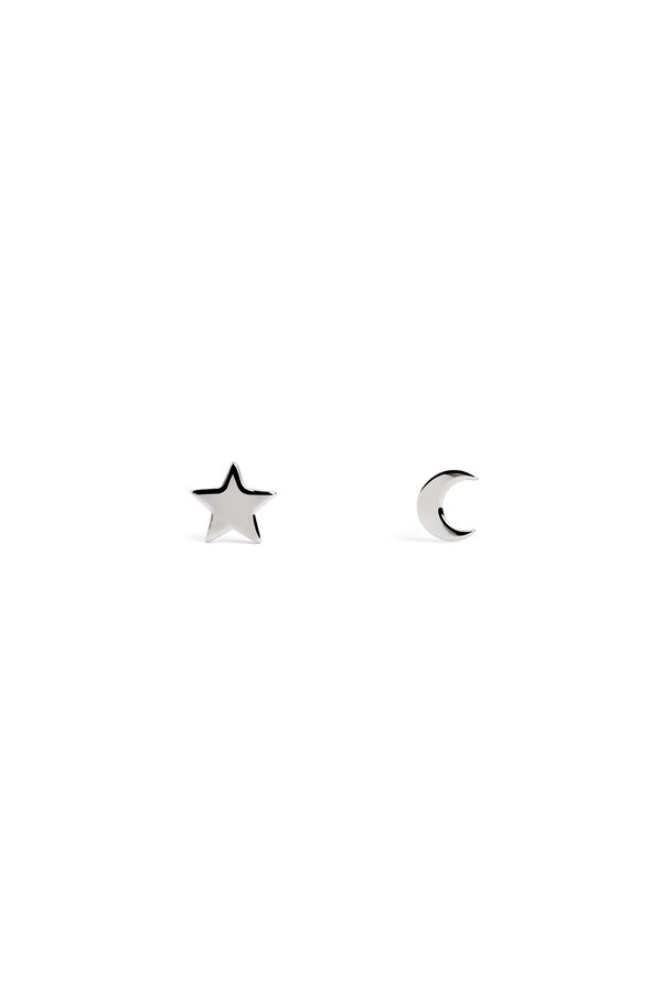 Singularu Silver Simple Moon & Star Earrings grey