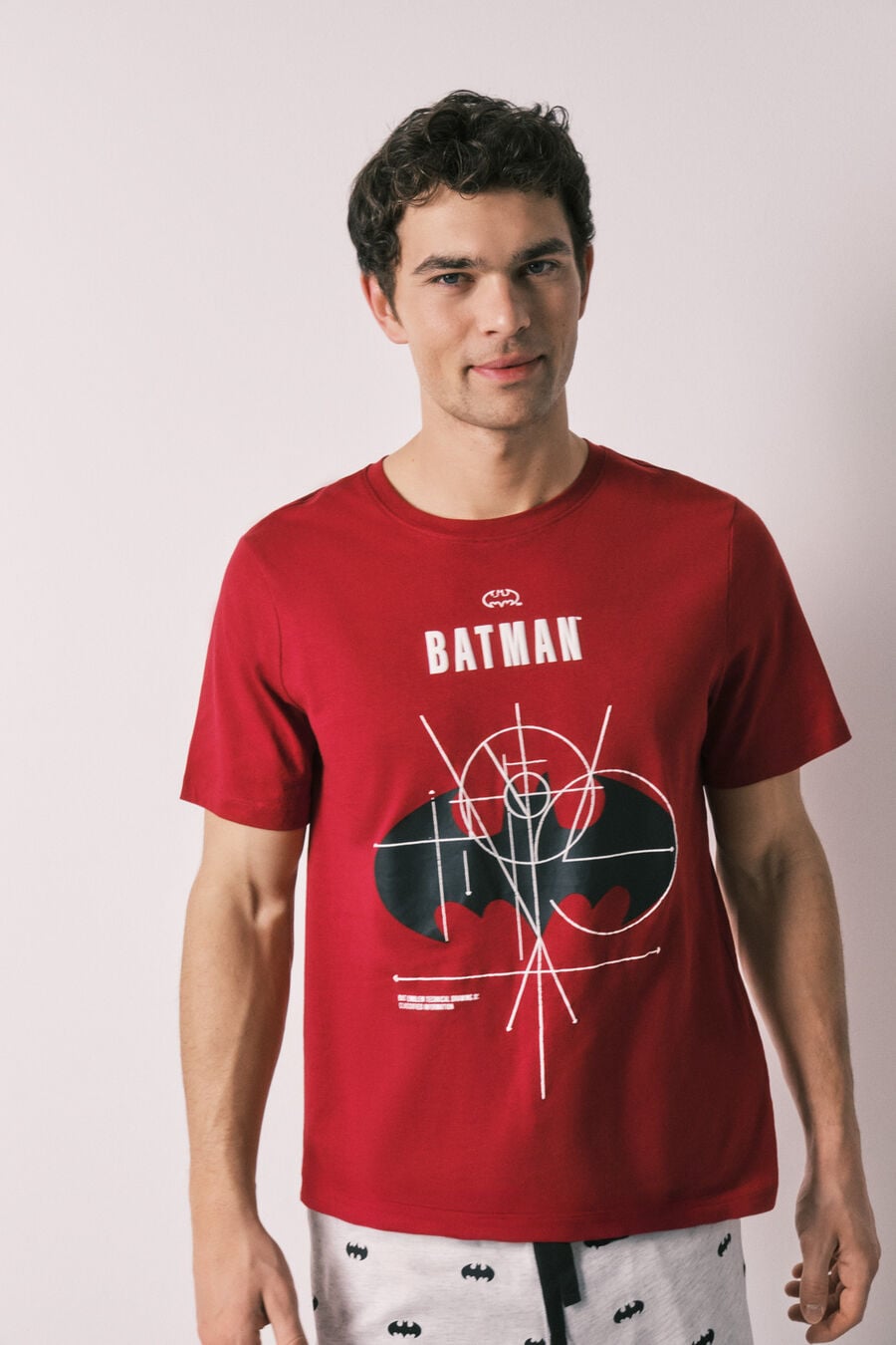 Pijama corto hombre algodón Batman rojo