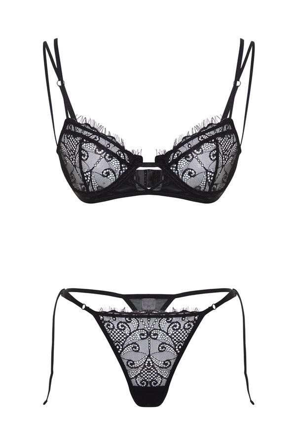 Trendyol Csipk&eacute;s &eacute;s ribetes feh&eacute;rnemű szett fekete