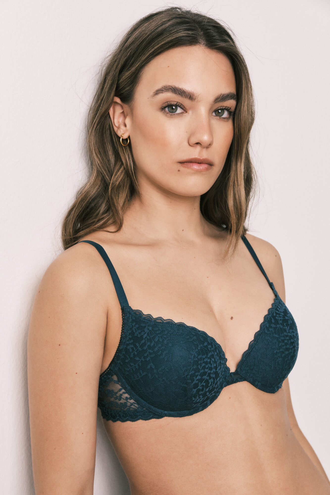 Women'secret Tamnozeleni čipkasti push-up grudnjak GORGEOUS