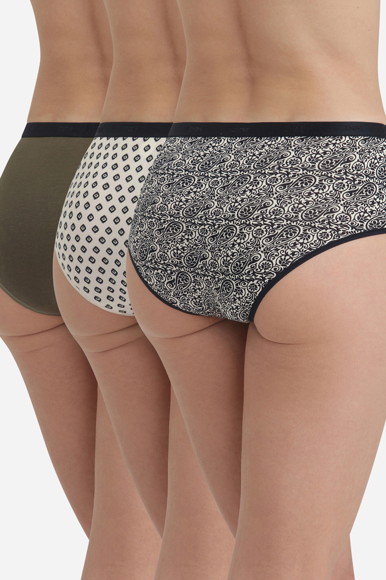 DIM Pack de 3 bragas culotte de algod&oacute;n el&aacute;stico con estampados