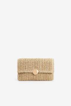 Vilanova Clutch de fiesta de cord&oacute;n met&aacute;lico nude
