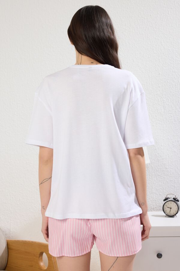 Trendyol Conjunto de pijama corto rayas blanco