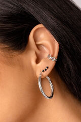 Womensecret Silver Triple Spark Black Single Earring Siva