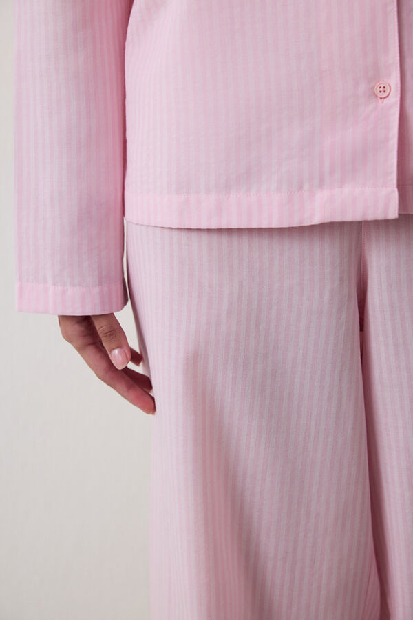 Penti Pinkish Stripes Ls Shirt Pant Set pink