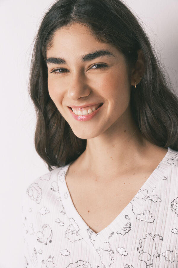 Women'secret Bela mekana rebrasta Moomin dezenirana duga pidžama Print