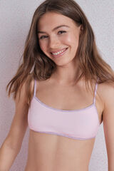 HI&BYE Ružičasti pamučni top grudnjak sa odvojivim korpe Roze