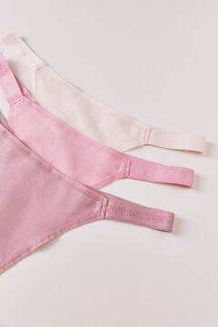 Women'secret Pack 3 tangas tira algod&oacute;n rosa logo