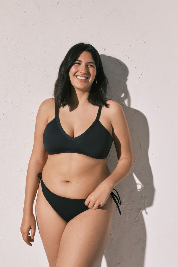 Women'secret Crni klasični donji deo bikinija sa bočnim vezivanjem Crna