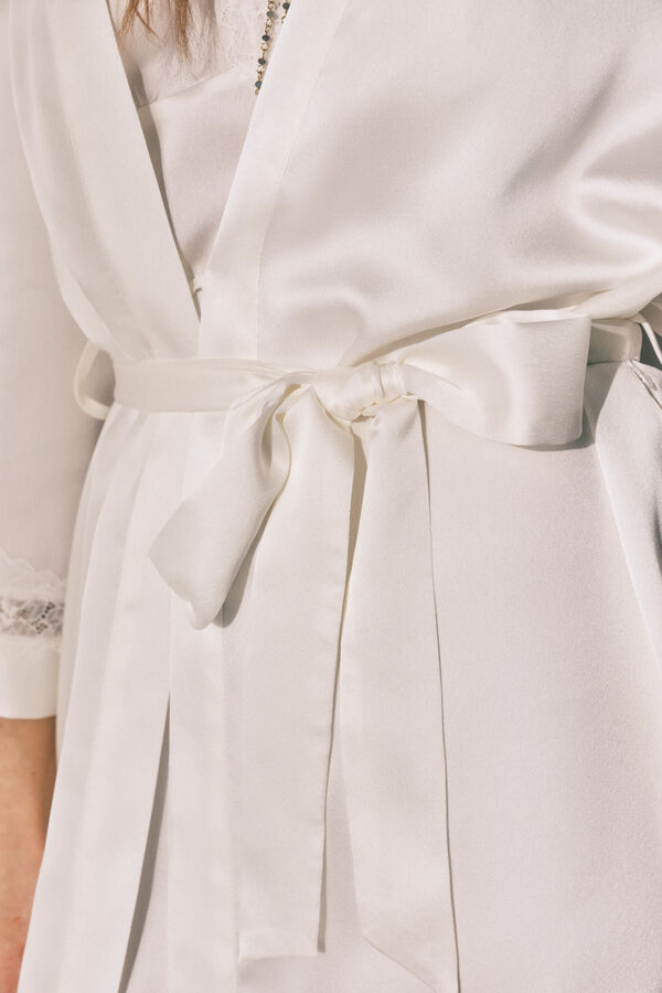 Women'secret Bež satenski dugi kućni ogrtač Bež