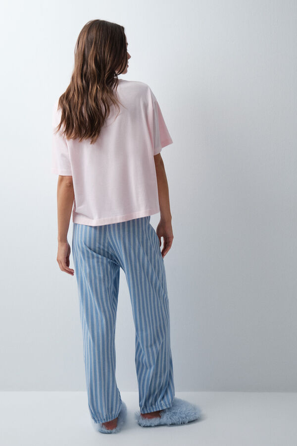 Women'secret Plave duge pantalone na pruge pufnastog kroja Print