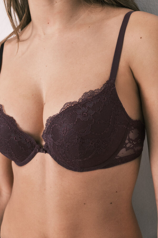 Women'secret Ljubičasti čipkasti push-up grudnjak GORGEOUS Ljubičasta