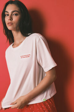 HI&BYE Pijama largo 100% algod&oacute;n estampado blanco