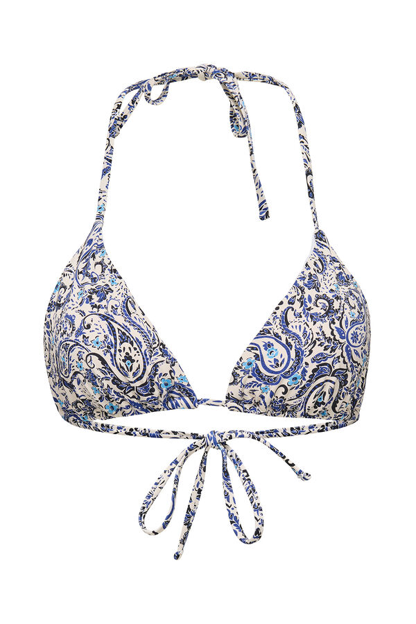 Only Top de biqu&iacute;ni triangular com estampa floral branco