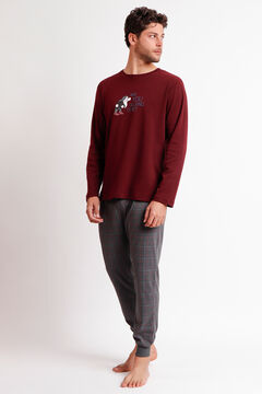 Admas Pijama largo hombre Gru&ntilde;&oacute;n burdeos