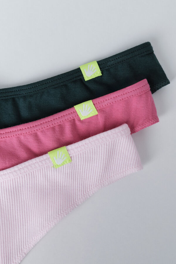 HI&BYE Pacote com 3 tangas em verde, rosa e fúcsia rosa