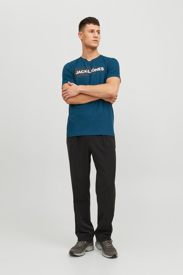 Jack & Jones Camiseta manga corta algod&oacute;n org&aacute;nico print logo azul