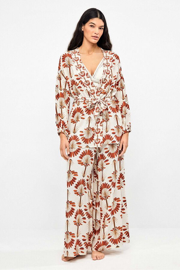 Gisela Palm print kimono white